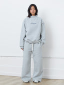 Michigan Script Mock Neck Sweatshirt in Heather Gray