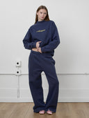 Michigan Script Mockneck Sweatshirt in Navy