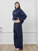 Michigan Script Mockneck Sweatshirt in Navy
