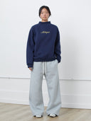 Michigan Script Mock Neck Sweatshirt in Navy