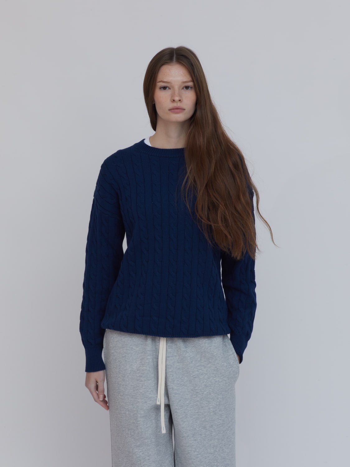 Cable Knit Sweater Navy – One DNA