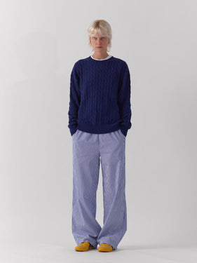 navy cable knit sweater ONE DNA