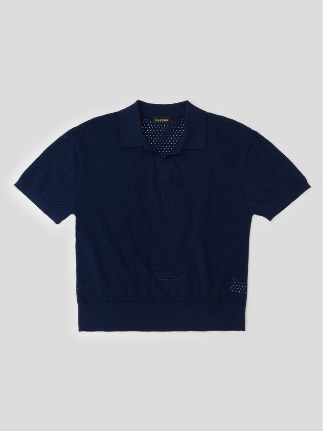 navy knitted polo