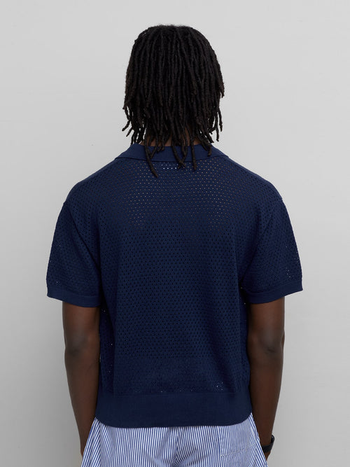 navy knitted polo