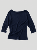 Three-Quarter Sleeve Boatneck Top Navy