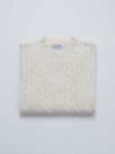off white cable knit sweater folded