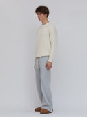 off white crewneck cable knit sweater