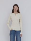 Ribbed Henley Cream