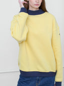 Mock Neck Sweatshirt in Butter Yellow & Navy
