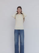 Rib Knit Henley Cream