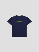 Michigan Script Baby T in Navy/Yellow