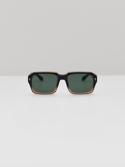 Rectangular Translucent Brown Sunglasses