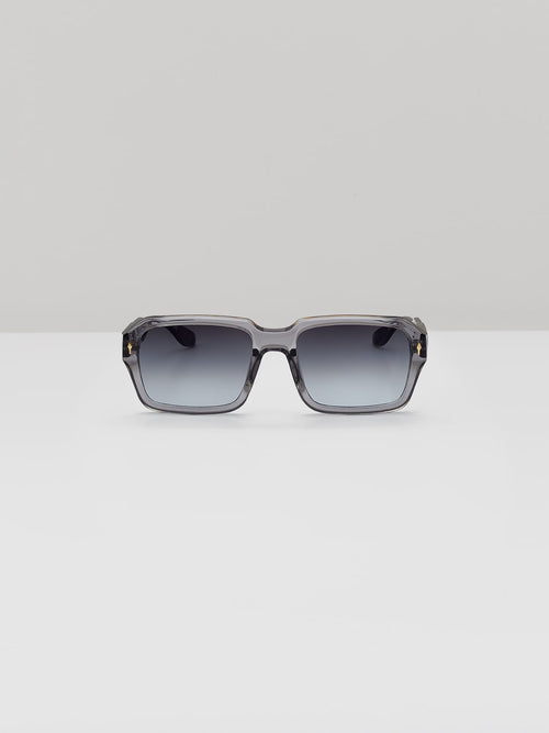 rectangular translucent gray sunglasses