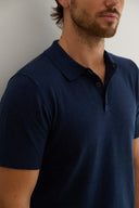 Rodeo Three-Button Knitted Polo in Navy