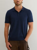 Rodeo Three-Button Knitted Polo in Navy