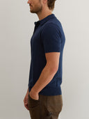 Rodeo Three-Button Knitted Polo in Navy