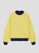Mock Neck Sweatshirt in Butter Yellow with Navy Rib