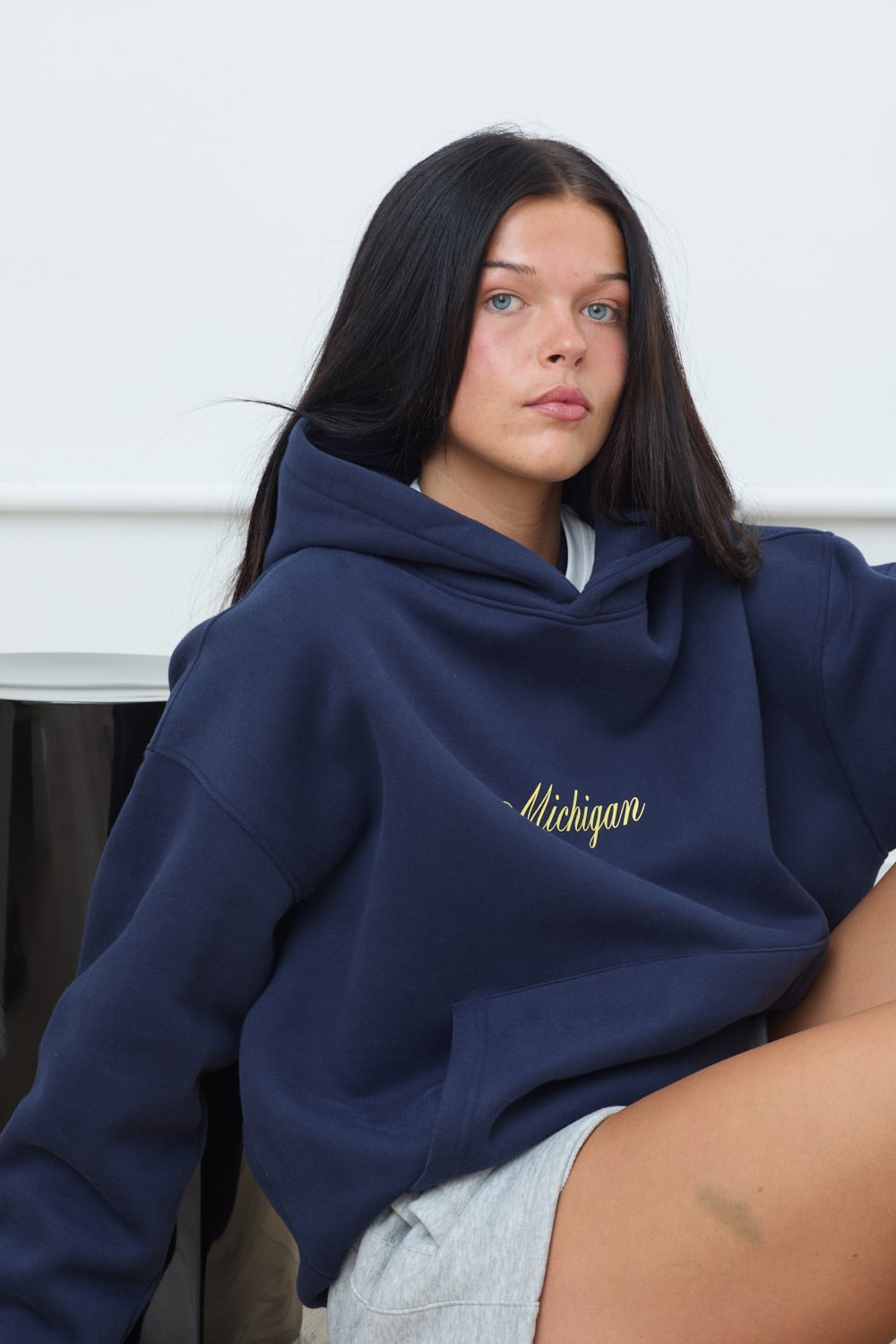 Women's Michigan Script Hoodie - Heavyweight Cotton Blend
