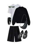 styling collage featuring black mockneck sweatshirt one dna clothing