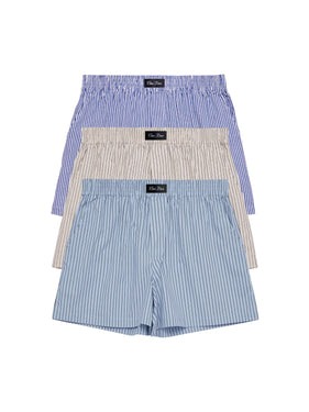 three pack boxer shorts blue and khaki
