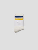 Three-Stripe Calf-Length Rugby Socks in Navy & Yellow
