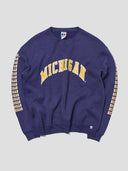 Vintage Michigan Crewneck Sweatshirt Sleeve Motif