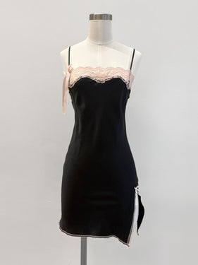 Vintage Black/Rose Slip Dress