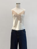 Vintage White/Rose Statin Cami Top