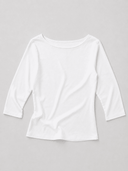 Three-Quarter Sleeve Boatneck Top White