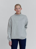 Premium Heavyweight Mock Neck Sweatshirt - Jersey Fleece in Heather Gray