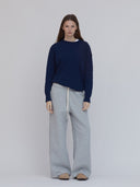 women's navy cable knit sweater