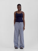 Poplin Lounge Pants in Navy & White Gingham - 100% Cotton