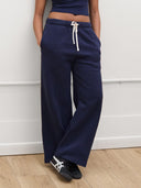 Wide-Leg Sweatpants in Navy