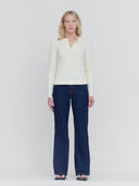 women's ribbed henley in cream by one dna