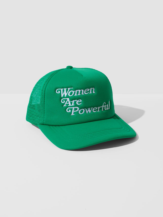 women are powerful green trucker hat one dna